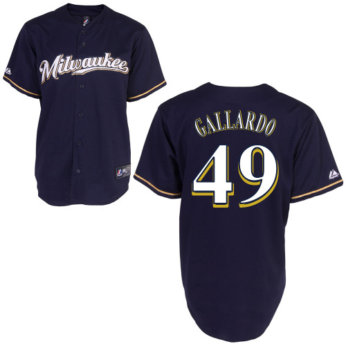Yovani Gallardo #49 mlb Jersey-Milwaukee Brewers Women's Authentic 2014 Blue Cool Base BP Baseball Jersey